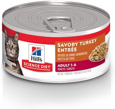 Hill's Science Diet Adult 1-6 Wet Cat Food, Turkey, 5.5 oz. Cans, 24-Pack