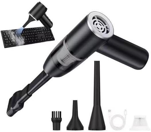 Cordless Handheld Car Vacuum Cleaner, Portable Rechargeable Mini Vacuum & Air Duster, HEPA Filter, USB-C Charging, Lightweight Cleaner for Car Interior, Keyboard, Desk, Sofa, Pet Hair, Black
