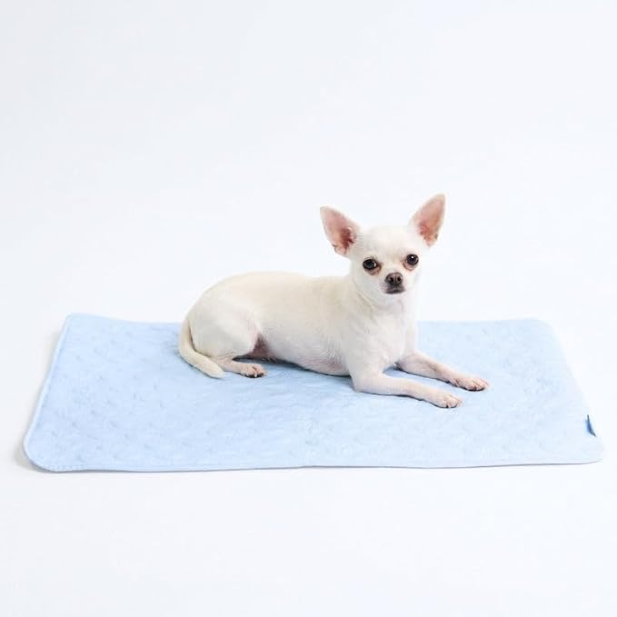 Spark Paws Cooling Mat for Dogs - Self Cooling Dog Mat & Pet Cooling Pad for Large, Medium & Small Dogs - Non-Toxic, Non-Gel Washable Cooling Bed - Hearts Blue - Size S