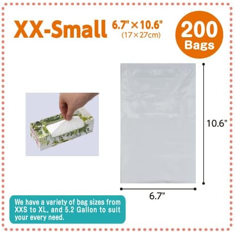 BOS Amazing Odor Sealing Disposable Bags, for Pet Waste (for small dogs) or Any Sanitary Product Disposal - Durable and Unscented[Size: XXS, Color: White] (200 count, Pack of 1) (200 Bags)