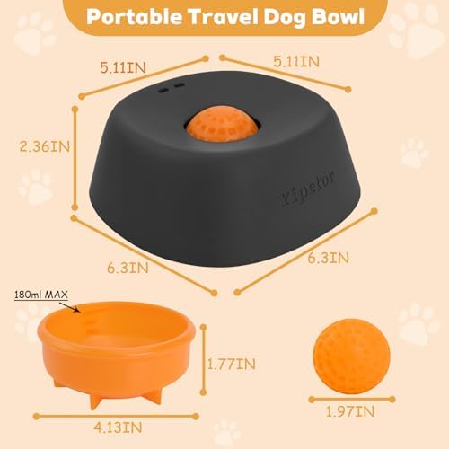 Yipetor Slow Feeder Dog Bowls for Liquid Treat, 【Enrichment Ball-Roll】 Bone Broth Dog Lick Bowl, 3/4 Cup Yogurt Pup Lick Toy for Large Medium Small Breeds Dietary Supplement/Post-op Nutrition