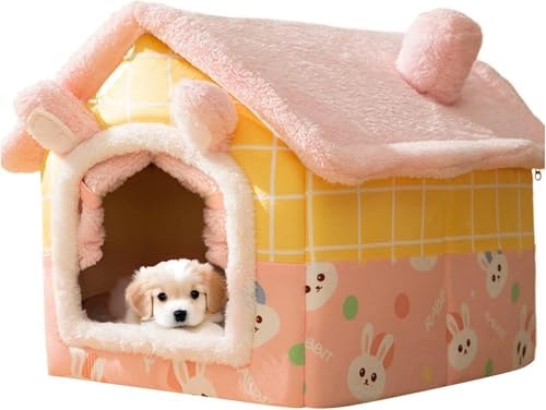 Dog Houses Soft Indoor Enclosed Tent Huts Warm Cave Dog Kennel House Type Winter Warm Small Dog Teddy Four Seasons Universal Removable and Washable Dog House Cat Nest Bed Pet Supplies (Large,Color 11)