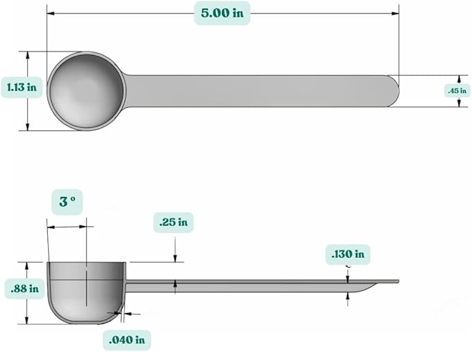 2 Teaspoon (2/3 Tablespoon | 10 mL) Long Handle Rounded Scoop for Coffee, Protein Powder, Pet Food, Spices, Grains, Dry Goods – Food-Grade BPA-Free (Pack of 10)