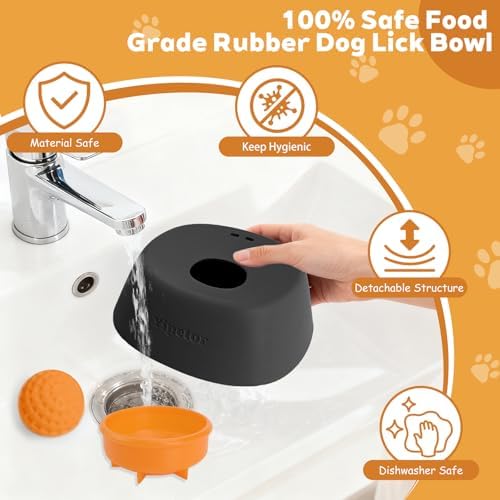 Yipetor Slow Feeder Dog Bowls for Liquid Treat, 【Enrichment Ball-Roll】 Bone Broth Dog Lick Bowl, 3/4 Cup Yogurt Pup Lick Toy for Large Medium Small Breeds Dietary Supplement/Post-op Nutrition