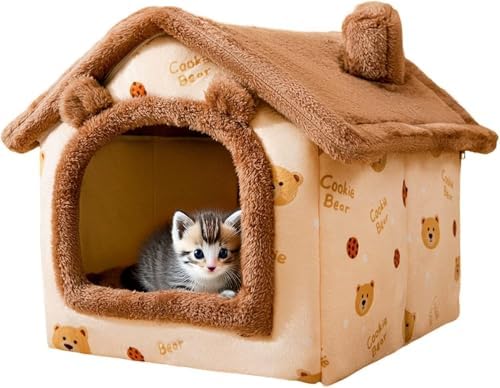 Dog Houses Soft Indoor Enclosed Tent Huts Warm Cave Dog Kennel House Type Winter Warm Small Dog Teddy Four Seasons Universal Removable and Washable Dog House Cat Nest Bed Pet Supplies (Large,Color 8)