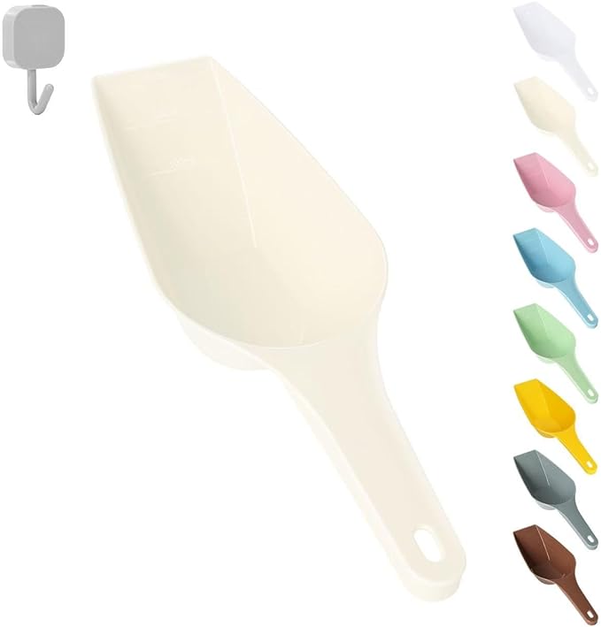 Dog Food Scoop, 2 Cup Capacity Dog Food Scoop With Measuring Lines For Dog, Puppy and Cat Coffee Bean Scoop, Flour Scoop (cream)
