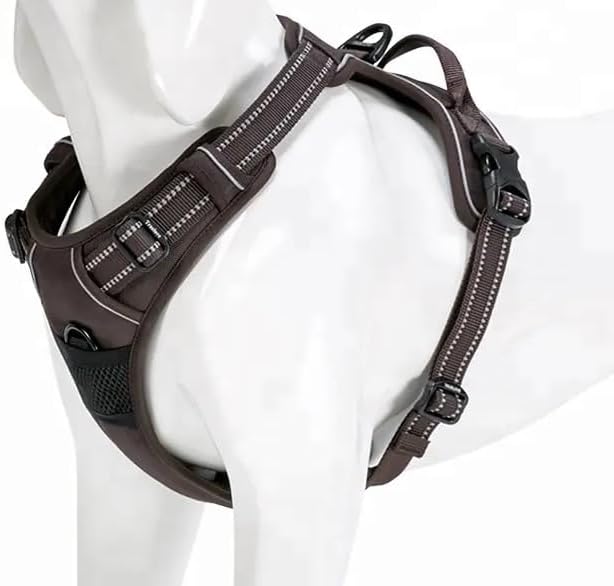 TRUE LOVE Adjustable No-Pull Dog Harness Reflective Pup Vest Harnesses Comfortable Control Brilliant Colors Truelove TLH5651(Brown,M)