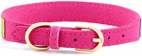 Rhinestone Dog Collar, Cute Dazzling Sparkling Soft Suede Leather Dog Cat Rhinestone Collar Crystal Diamond Pet Dog Puppy Collar (XXS, Hot Pink-3)