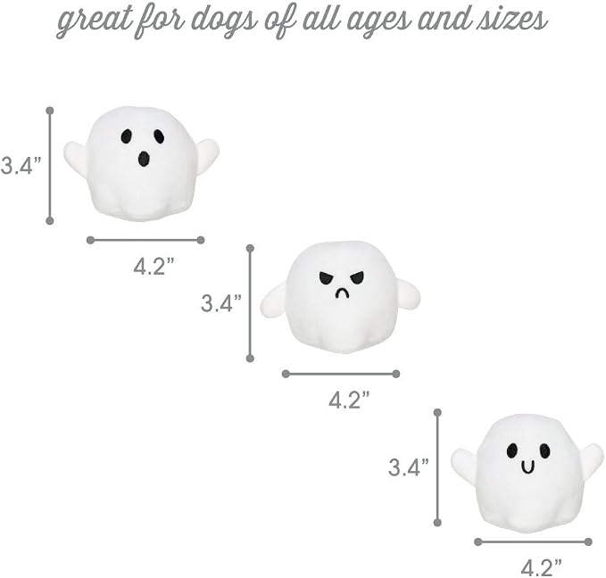 Pearhead Halloween Ghost Dog Toy Set, Plush Squeaky Pet Chew Toys for Dogs, Durable Soft Plush Fabric, Interactive Multi-Pack Value Gift for Puppies and Small to Medium Breeds