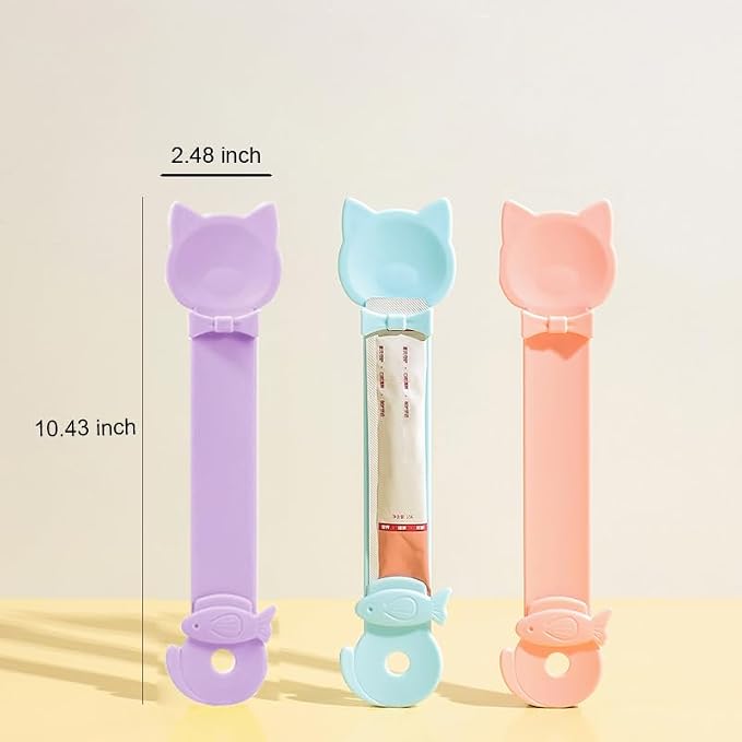 6PCS Cat Treat Spoons Set - Multi-Function Squeeze Feeding Spoon for Licky Treats & Wet Food, Strip Feeder Design (3 Colors Available)