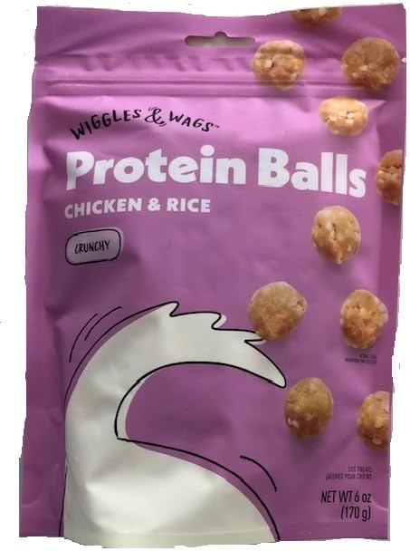 Wiggles & Wags Protein Balls Chicken & Rice Crunchy 1-6 Ounce Bag