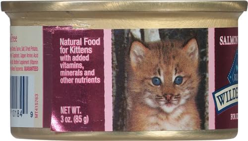 Blue Buffalo Wilderness Kitten Grain-Free Salmon Paté Wet Cat Food with DHA, High-Protein & Made with Natural Ingredients, Supports Healthy Growth & Development, 3-oz. Cans (24 Count)
