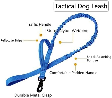 Tactical Dog Collar and Leash Set Adjustable Military Nylon Dog Collar with Control Handle and Heavy Duty Metal Buckle for Large Dogs（Dark Blue XXL