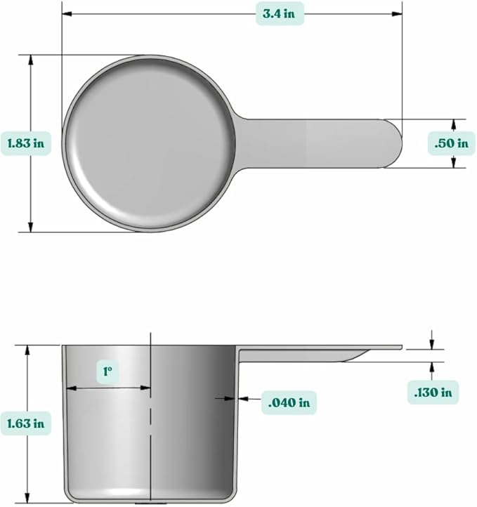 1/4 Cup (4 Tablespoon | 2 Oz. | 60 mL) Short Handle Plastic Measuring Scoop for Coffee, Protein Powder, Pet Food, Spices, Grains, Dry Goods – Food-Grade BPA-Free (Pack of 5)