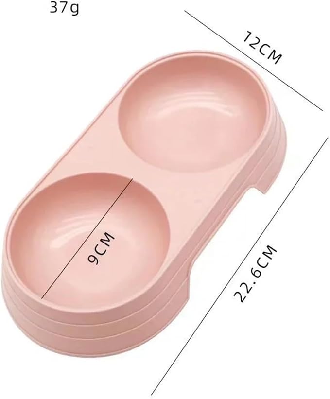Pet Food and Water Bowl, Double Feeding Bowls, Small Grey, for Cats and Small Dogs, Portable Pet Accessories