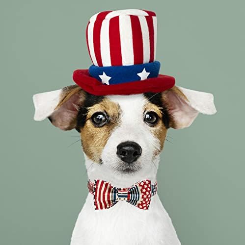 Elegant little tail Independence Dog Collar, July 6th American Flag Bowtie Puppy Collars, Hoiday Pet Collars Cute Pet Bowtie Dog Collar for Medium Dogs