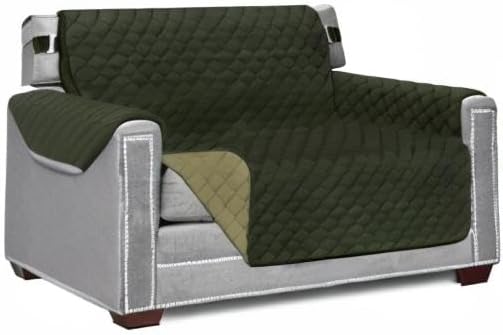 Sofa Shield® Couch Armchair Covers for Dogs, Reversible Furniture Protector with Strap, Stain and Tear Resistant Cushion Cover, 48 inch Seat, Machine Washable Slipcover Pets, Cats, Hunter Sage