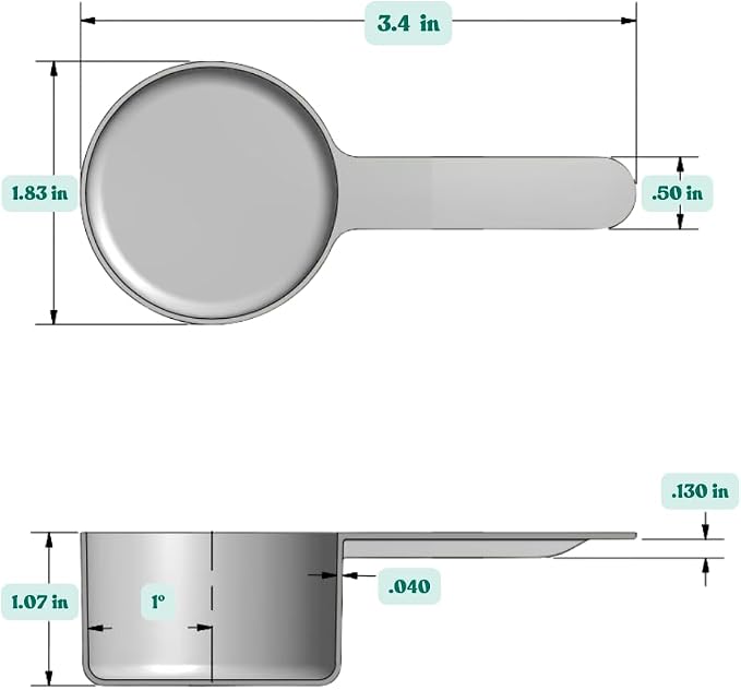 8 Teaspoon (39 mL | 1.32 Oz.) Short Handle Plastic Measuring Scoop for Coffee, Protein Powder, Spices, Grains, Dry Goods – Food-Grade BPA-Free (Pack of 5)