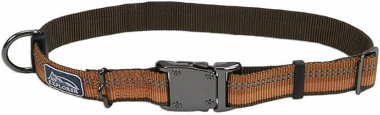 Coastal Pet K9 Explorer Reflective Adjustable Dog Collar - Comfortable Collar for the Outdoors - Durable, Lightweight Accessory with Side-Release Buckle - Campfire Orange, 1" x 12-18"