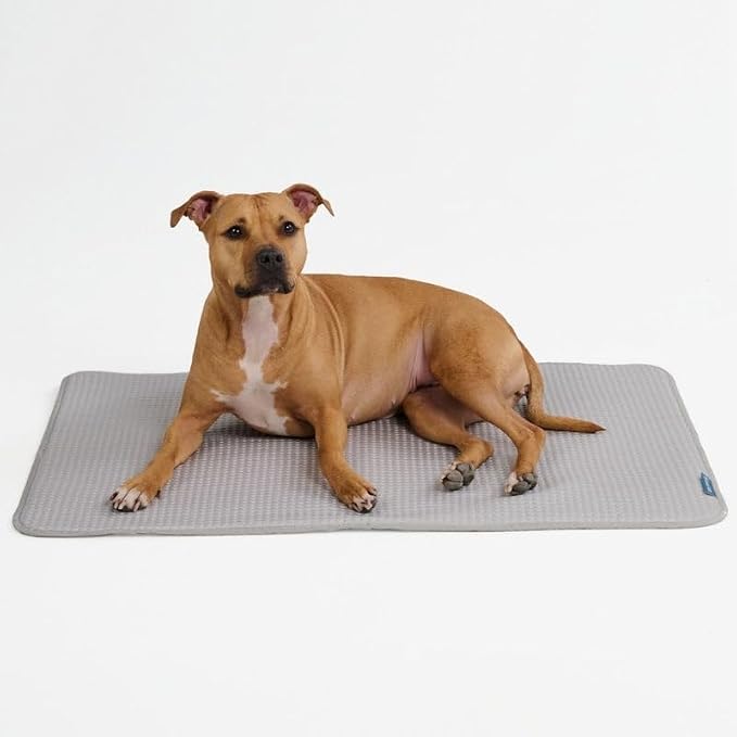 Spark Paws Cooling Mat for Dogs - Self Cooling Dog Mat & Pet Cooling Pad for Large, Medium & Small Dogs - Non-Toxic, Non-Gel Washable Cooling Bed - Waffle Grey - Size L