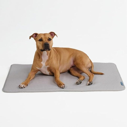 Spark Paws Cooling Mat for Dogs - Self Cooling Dog Mat & Pet Cooling Pad for Large, Medium & Small Dogs - Non-Toxic, Non-Gel Washable Cooling Bed - Waffle Grey - Size L