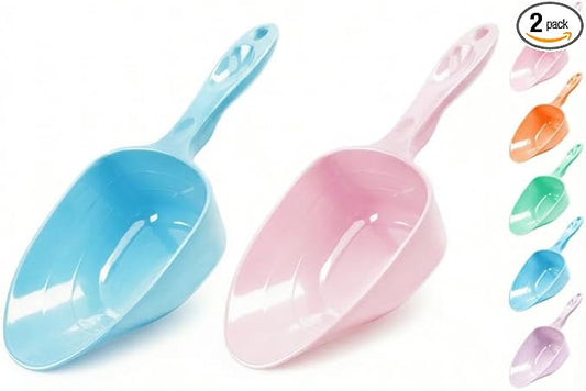 Melamine Pet Food Measuring Scoop, 1 Cup 1/2 Cup 1/4 Cup with Clear Measurement Lines for Dog, Cat, Bird, and Rabbit, Durable, Ergonomic Handle, Dishwasher safe-Baby Blue & Baby Pink