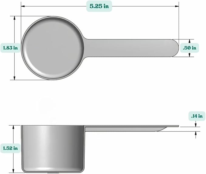 55 mL (55 CC | 1.86 Oz.) Long Handle Plastic Measuring Scoop for Coffee, Protein Powder, Pet Food, Spices, Grains, Dry Goods – Food-Grade BPA-Free (Pack of 25)