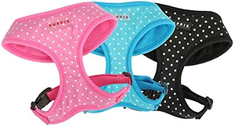 Puppia Dotty Dog Harness Over-The-Head No Pull No Choke Walking Training Adjustable for Small & Medium Dog, Small, Sky Blue