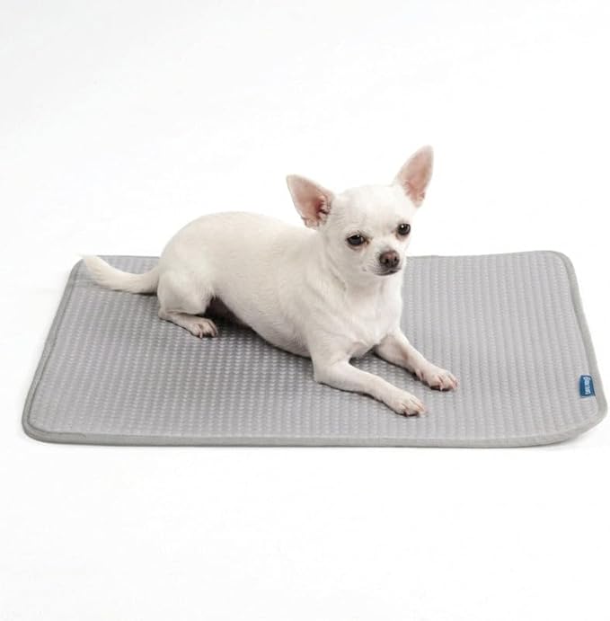 Spark Paws Cooling Mat for Dogs - Self Cooling Dog Mat & Pet Cooling Pad for Large, Medium & Small Dogs - Non-Toxic, Non-Gel Washable Cooling Bed - Waffle Grey - Size S