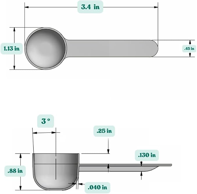 2 Teaspoon (2/3 Tablespoon | 10 mL) Short Handle Plastic Rounded Scoop for Coffee, Protein Powder, Pet Food, Spices, Grains, Dry Goods – Food-Grade BPA-Free (Pack of 10)