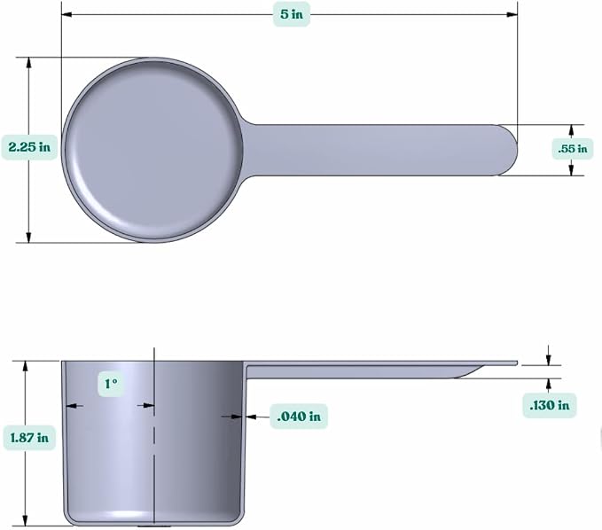 106 mL (106 CC | 3.58 Oz.) Long Handle Plastic Measuring Scoop for Coffee, Protein Powder, Pet Food, Spices, Grains, Dry Goods – Food-Grade BPA-Free (Pack of 5)
