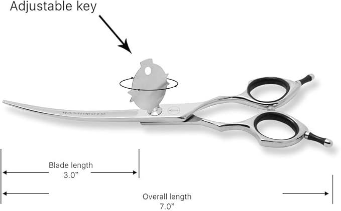 HASHIMOTO Curved Scissors for Dog Grooming for Large Hands, 6.5 inch, 30 Degree of Curved Blade,Light Weight, Pet Shears for Trimming Face and Paws.