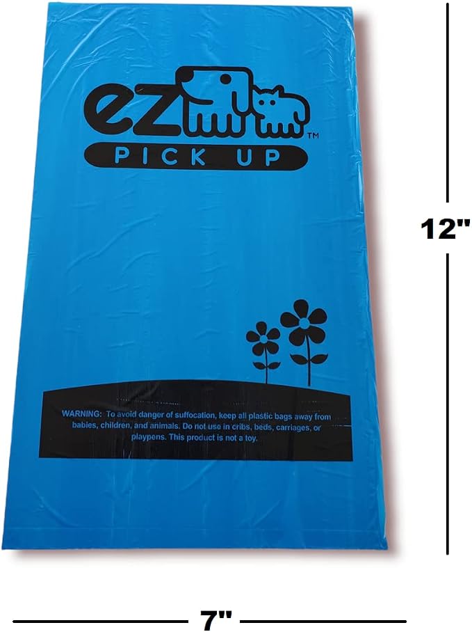 900 Pet Waste Disposal Dog Poop Bags, Z Pickup Bag Blue Clean Up | heavy duty, leak proof, 7"x12", puppy training, dog walking, ez pick up bags