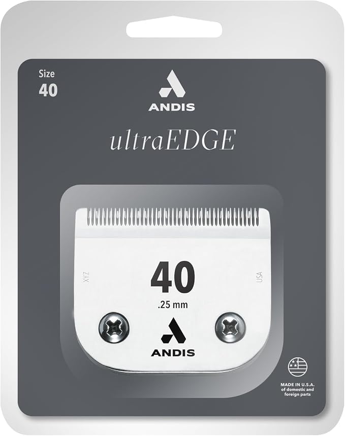 Andis 64076 UltraEdge Detachable Blade Size 40 – Carbon Steel Dog Clipper Blade, 1/100" Cut Length, Ultra Close Precision Grooming