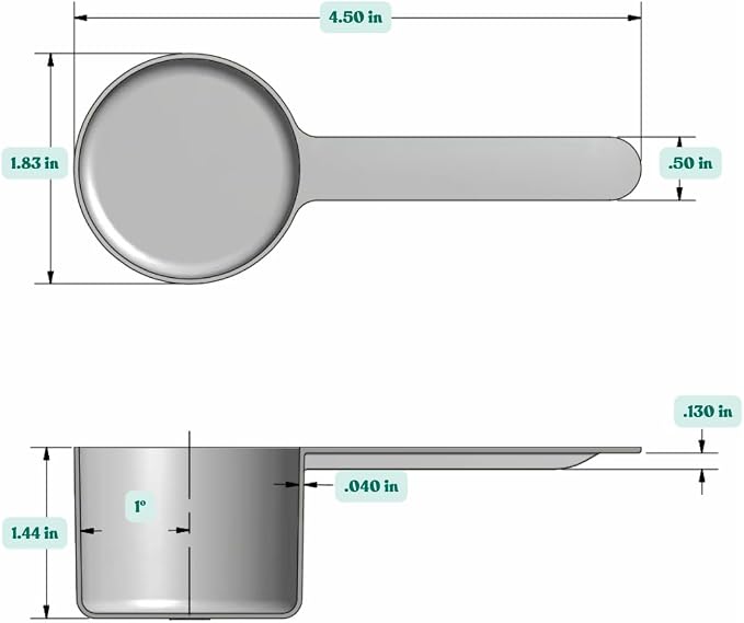 53 mL (1.8 Oz. | 3.58 Tablespoon) Long Handle Plastic Measuring Scoop for Coffee, Protein Powder, Pet Food, Spices, Grains, Dry Goods – Food-Grade BPA-Free (Pack of 100)