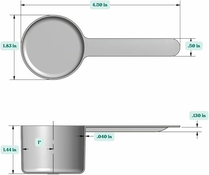 53 mL (1.8 Oz. | 3.58 Tablespoon) Long Handle Plastic Measuring Scoop for Coffee, Protein Powder, Pet Food, Spices, Grains, Dry Goods – Food-Grade BPA-Free (Pack of 25)