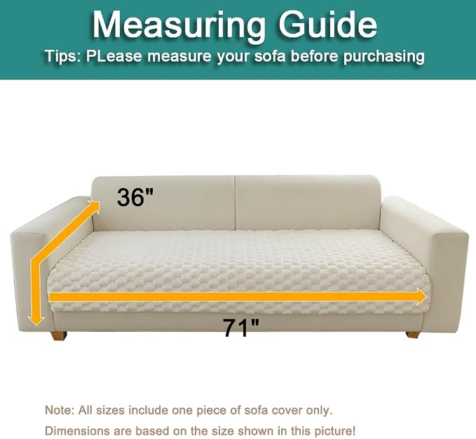 Awjcsv Couch Cover for Dogs Washable, Waterproof Couch Covers for 3 Cushion Couch Sofa Pet Friendly, Soft and Anti Slip (White, 1pc/36"x 71")