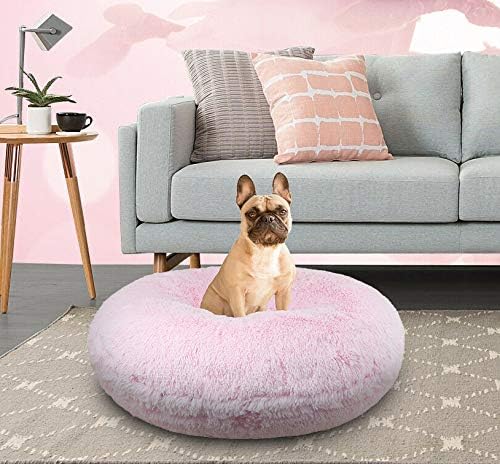 Bessie + Barnie Extra Plush Faux Fur Dog Bed - Circle Shape, Waterproof Lining, Removable Washable Cover, Multiple Sizes and Colors Available