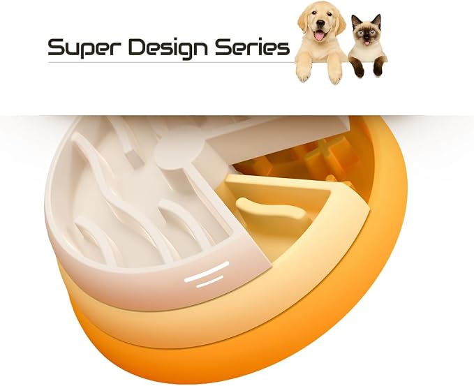 Slow Feeder Dog Bowl - 3-Tier Rotating Interactive Dog Puzzle Toy for Mental Enrichment & IQ Training - Anti-Gulping Bloat Stop Dog Feeder for Small & Medium Dogs and Cats, Food-Grade & Non-Slip