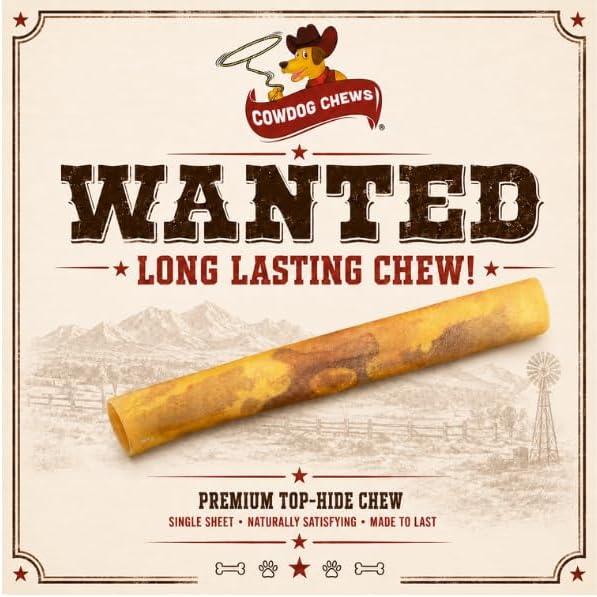 Cowdog Chews Rawhide Gourmet Meaty Rolls 7-8" (10 Count) – Premium Dog Treats with Savory Beef Filling, Long-Lasting Chew for Aggressive Chewers, High-Protein, Natural Ingredients