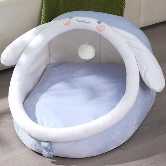 Warm Soft Cave Dog Bed & Cat Bed - Cute Indoor Pet Bed for Cats Up to 16 Lb, Small Dogs & Puppies, Cozy Cave Design for Cats and Puppies(Blue,18.5''X14.17''X16.14'')
