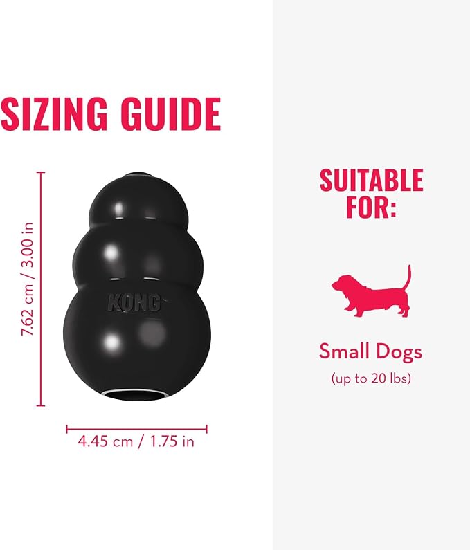 KONG Extreme Dog Toy - Fetch & Chew Toy - Treat-Filling Capabilities & Erratic Bounce for Extended Play Time Most Durable Natural Rubber Material - for Power Chewers - for Small Dogs