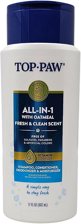 Top Paw All-in-1 Oatmeal Shampoo and Conditioner for Dogs, 17 Ounces