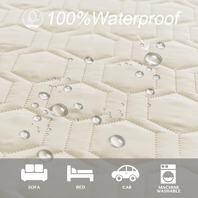 Tcksstex Waterproof and Anti-Slip Dog Bed Cover and Pet Blanket Sofa Pet Bed Mat ，car Incontinence Mattress Protectors Furniture Couch Cover for Most Cats Dogs, Pets（82x102-Ivory）
