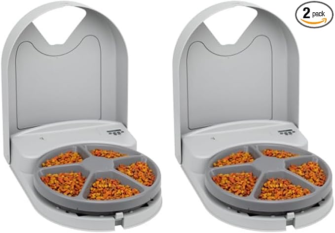 PetSafe Automatic Dog Feeder, 5 Meals, 40 oz Capacity, Plastic, for Dry Food, Multiple Pets (Pack of 2)