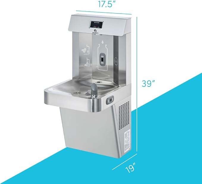 Avalon Wall Mounted Water Fountain with Bottle Filling Station, High Capacity Cooling, Sensor Dispensing, Self Cleaning, Digital Bottle Counter Display, Dual Filtration, ADA Compliant