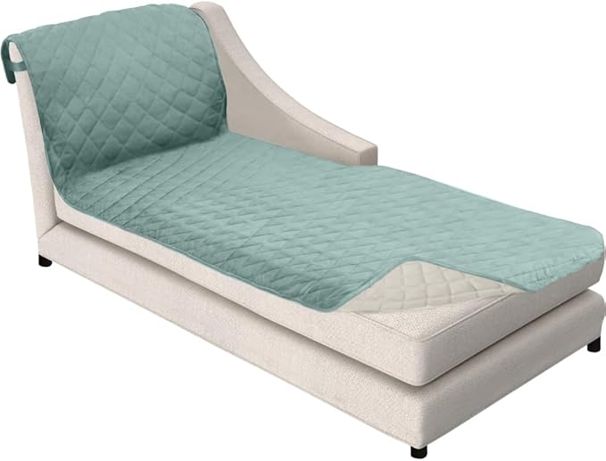 Sofa Shield® Couch Chaise Covers for Dogs, Reversible Furniture Protector with Strap, Stain and Tear Resistant Cushion Cover, 102x34 inch Seat, Machine Washable Slipcover Pets, Cats, Seafoam Cream