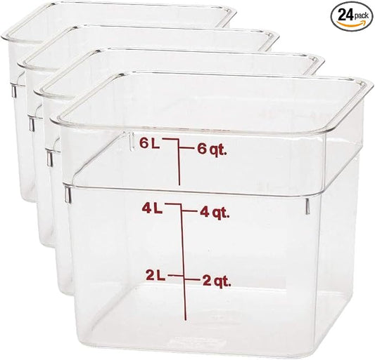 Cambro 6SFSCW135 Camsquare Food Container, 6-Quart, Polycarbonate, Clear, NSF(only container) (Pack of 4)