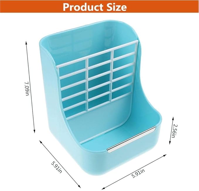 Rabbit Feeder, Hay Food Bin Feeder, Pink (Plastic), Adjustable, Removable Grass Rack, Stainless Steel Edge, for Rabbit, Guinea Pig, Chinchilla