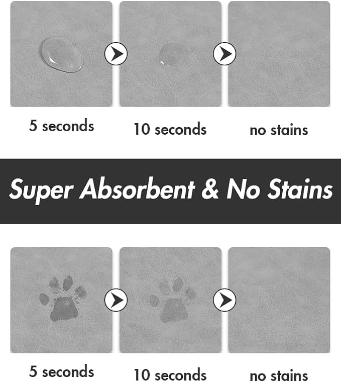 Absorbent Dog Water Mat-Dog Mat for Food and Water Bowl, Quick Dry Pet Feeding Mat, No Stains Dog Food mat, Dog Accessories Pet Supplies Mat-Dog Water Bowl Mat for Messy Drinkers